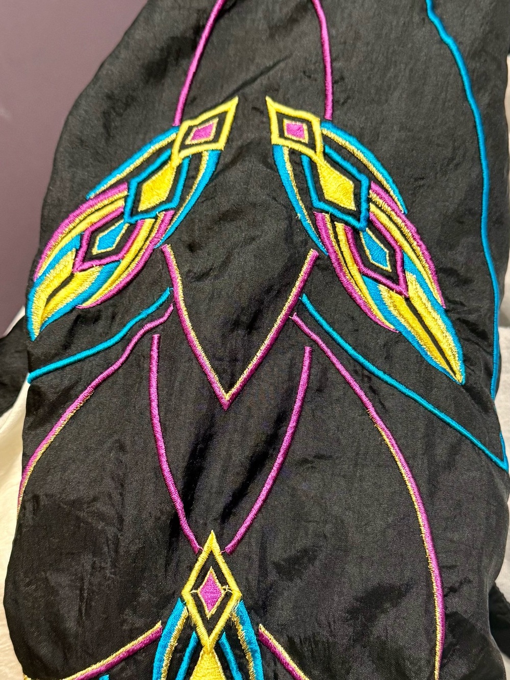 Vintage Tail Activewear Black White 80s 90s Windbreaker Jacket Retro Geometric - Picture 11 of 14